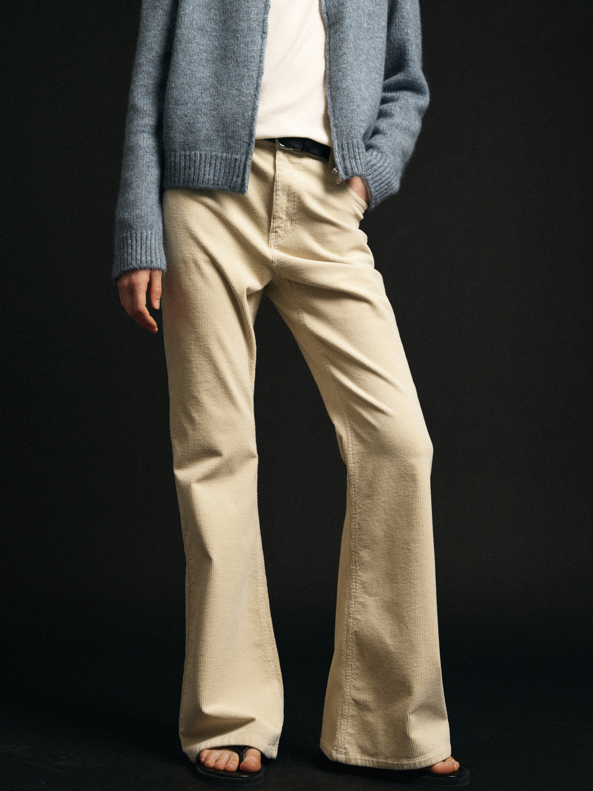 Corduroy Bootcut Pants_cream