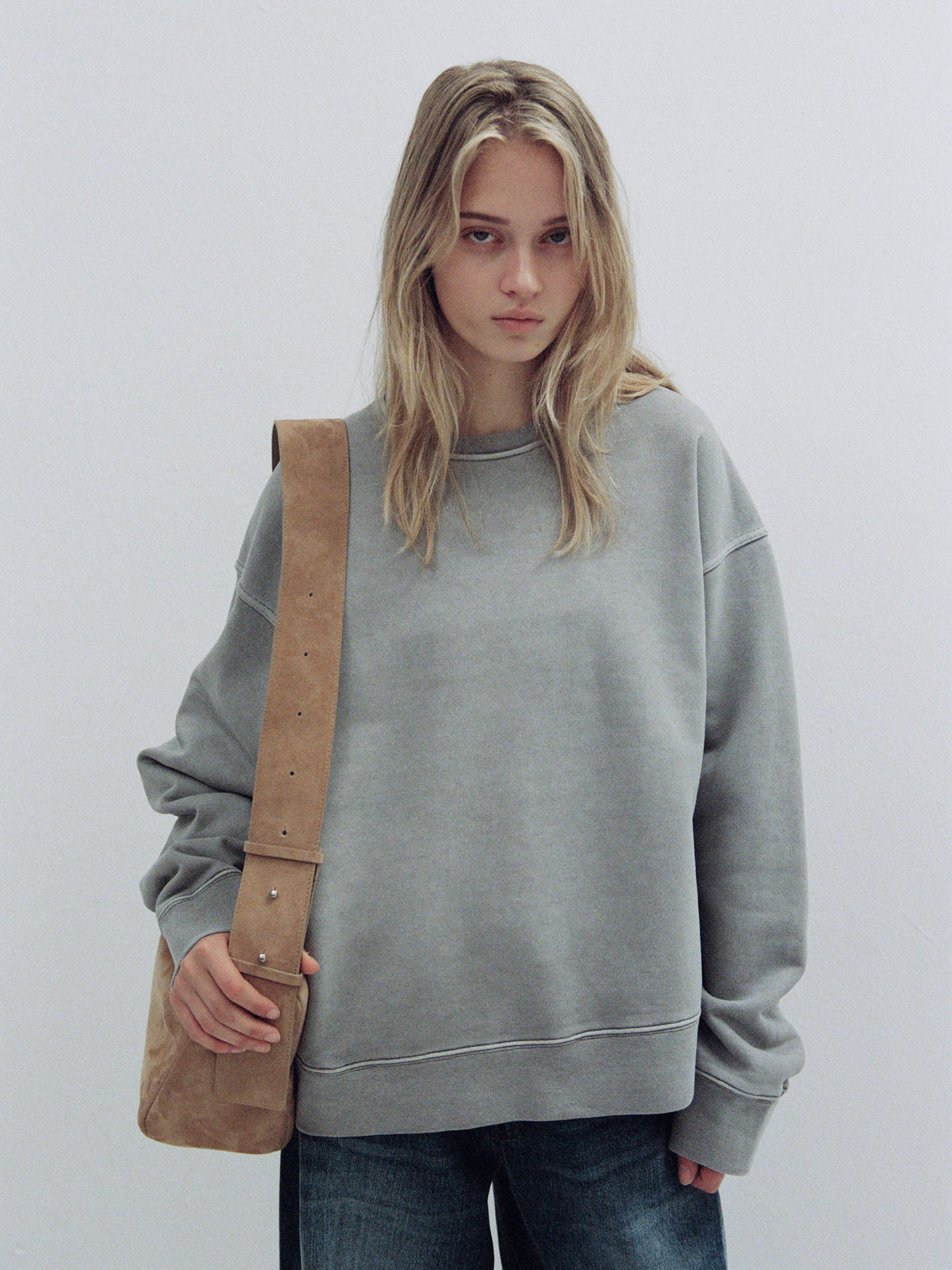 Oversized Fit Pigment Sweatshirt_grey