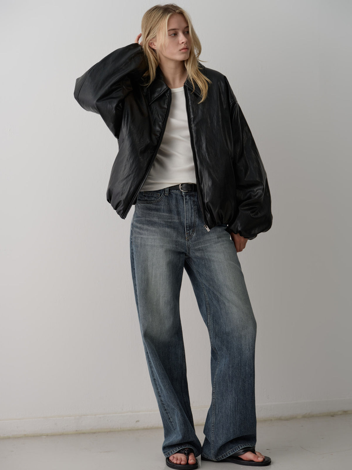 Leather Bomber Jacket_black