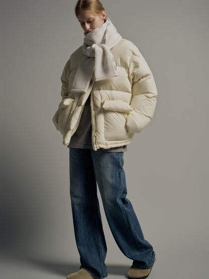 Goose down button puffer_ivory
