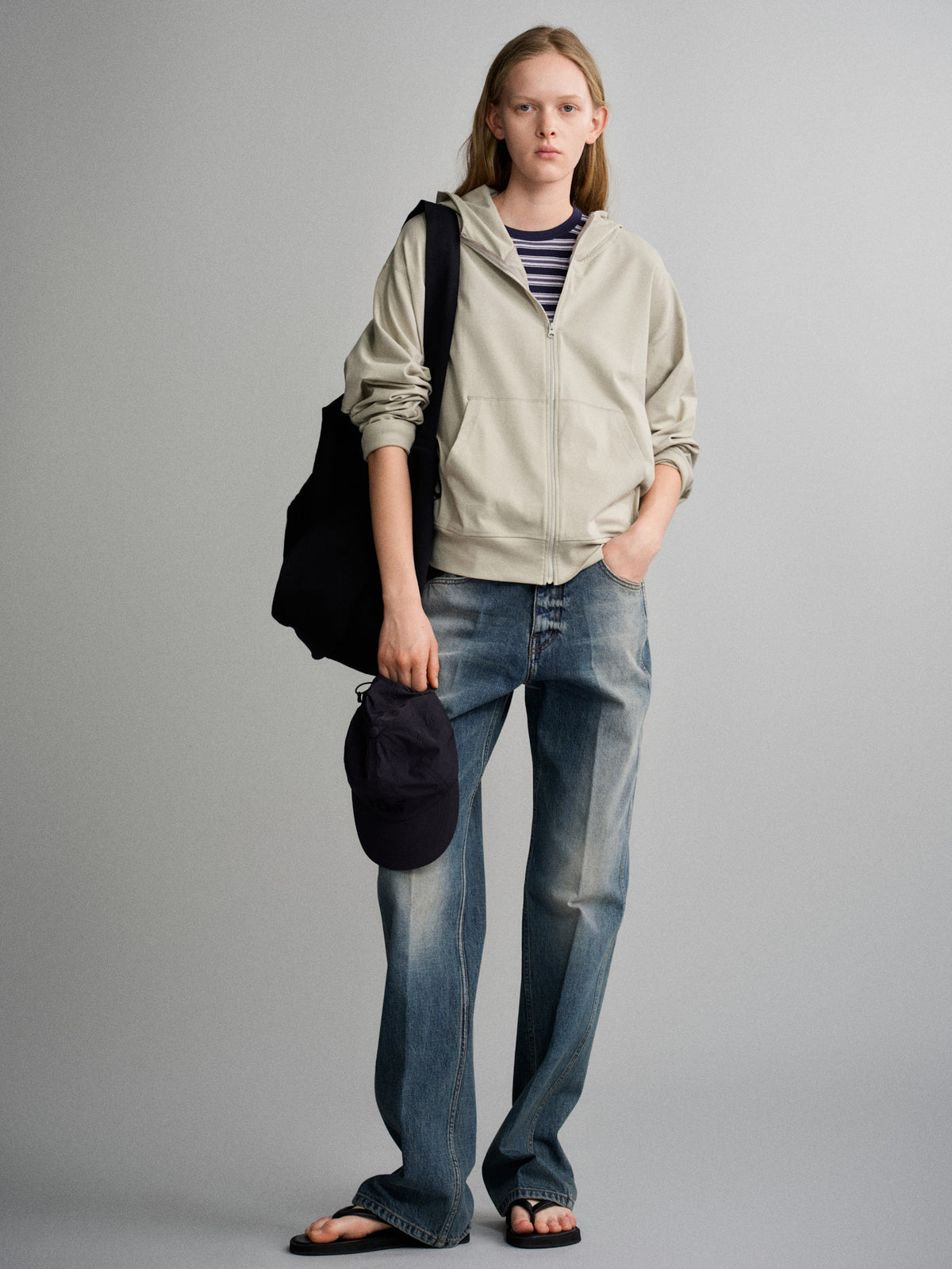 Cotton Light Hooded Zip-up_sage