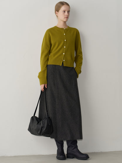 Cashmere Minimal Cardigan_olive