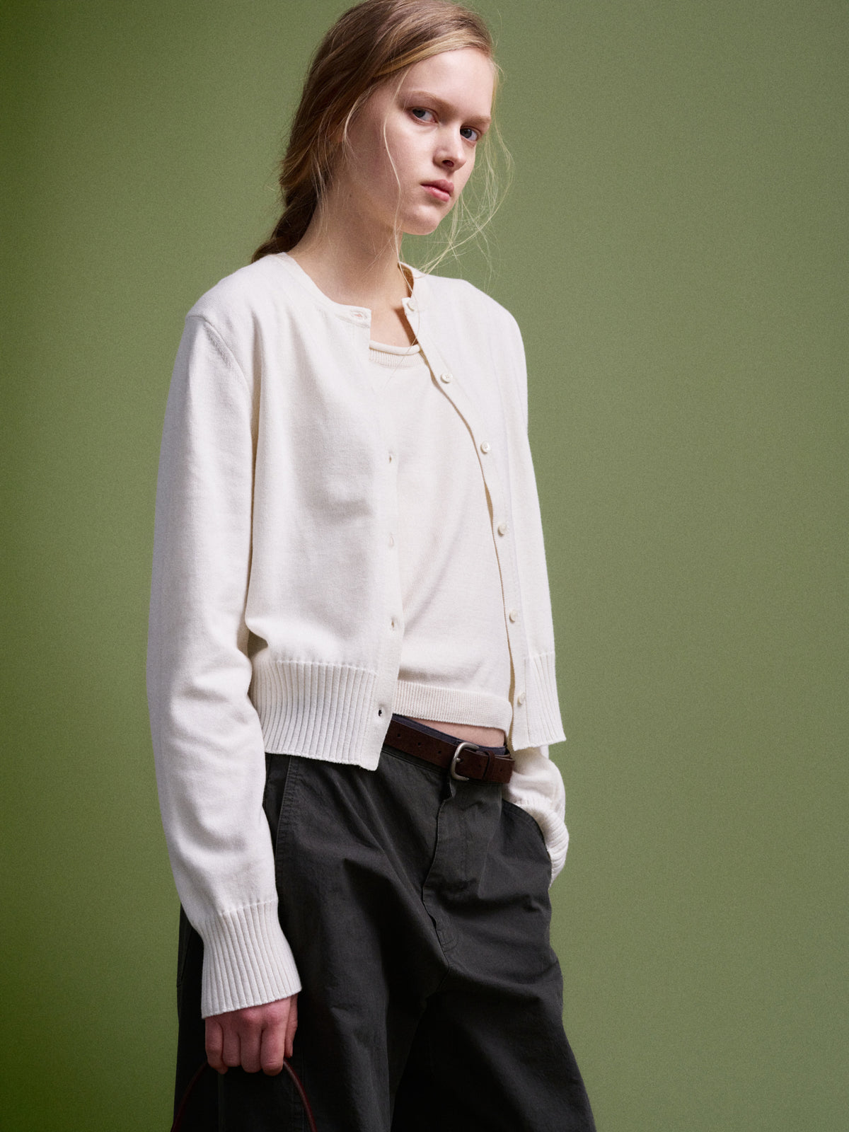Cotton Minimal Cardigan_ivory