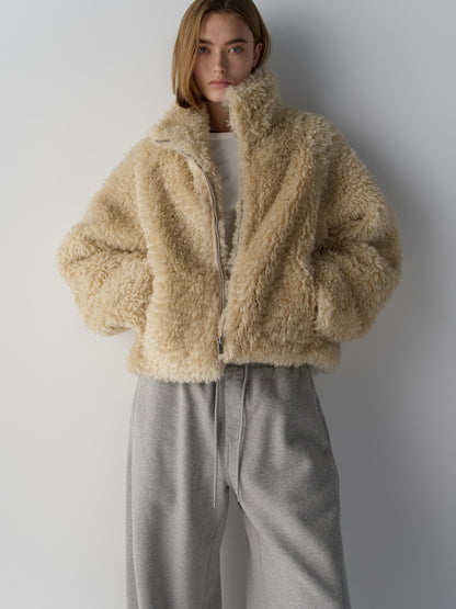 High-neck fur jumper_cream