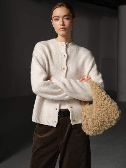 Alpaca Mock-neck Cardigan_ivory