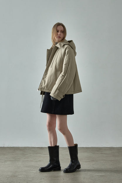 Minimal Hooded Padded Jacket_beige