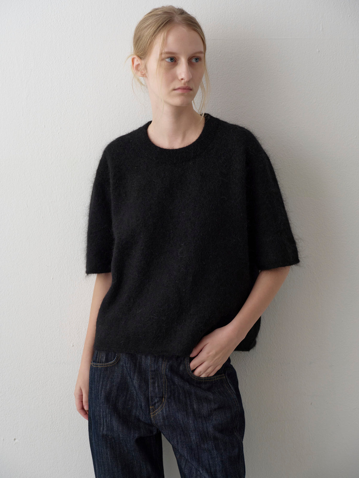 Mohair Half Sleeve Sweater_black