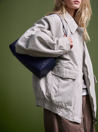 Oversized Fit Utility Cotton Blouson_sand grey