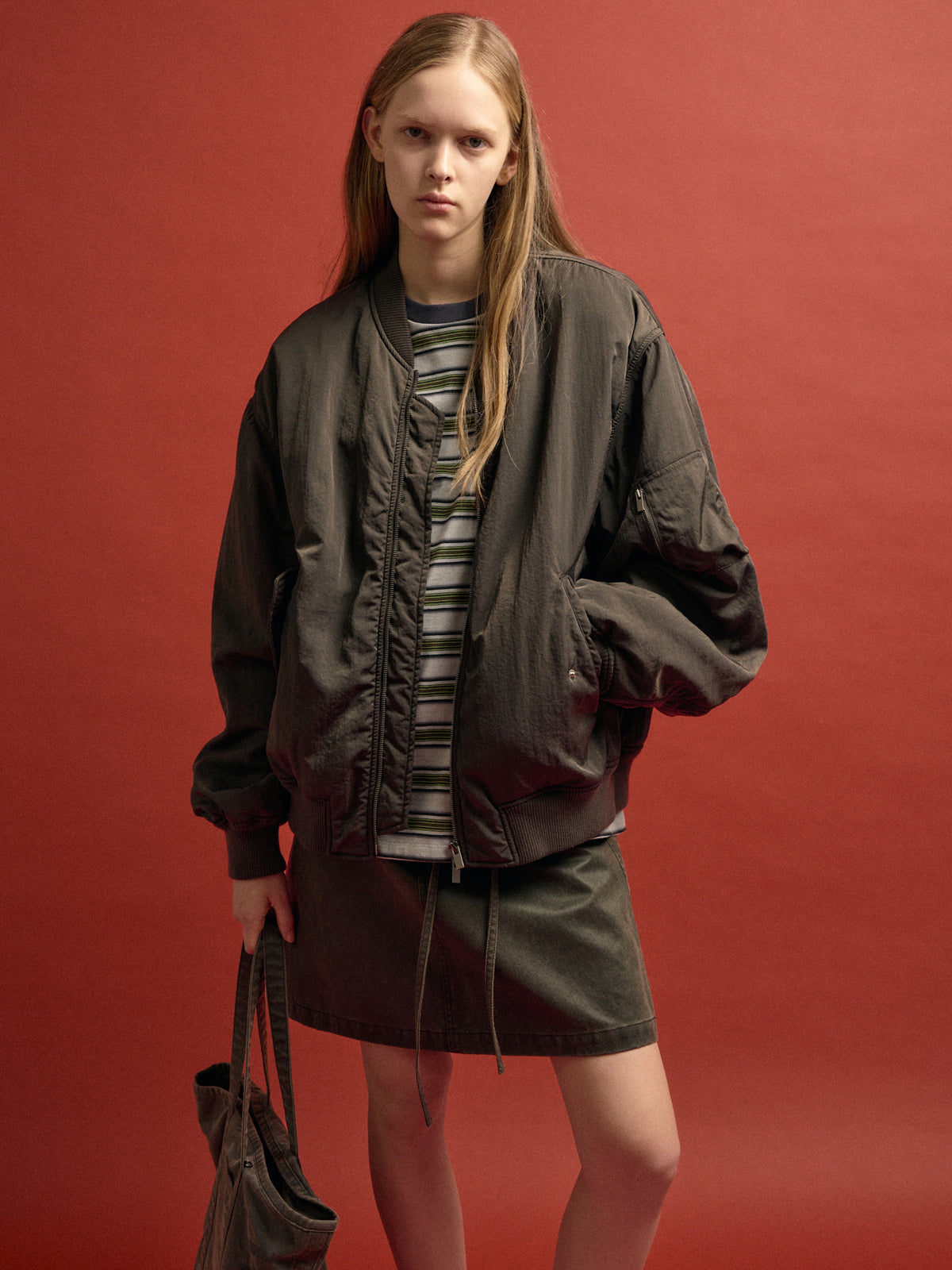 Oversized Bomber Jacket_brown