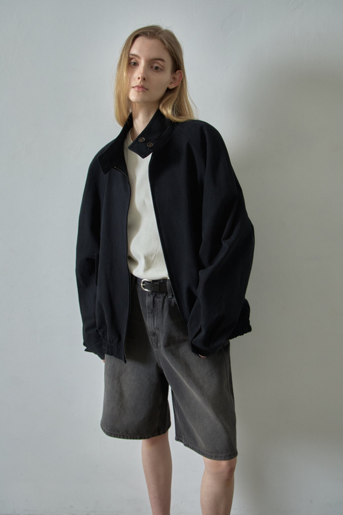 Oversized Fit Cotton Blouson_black