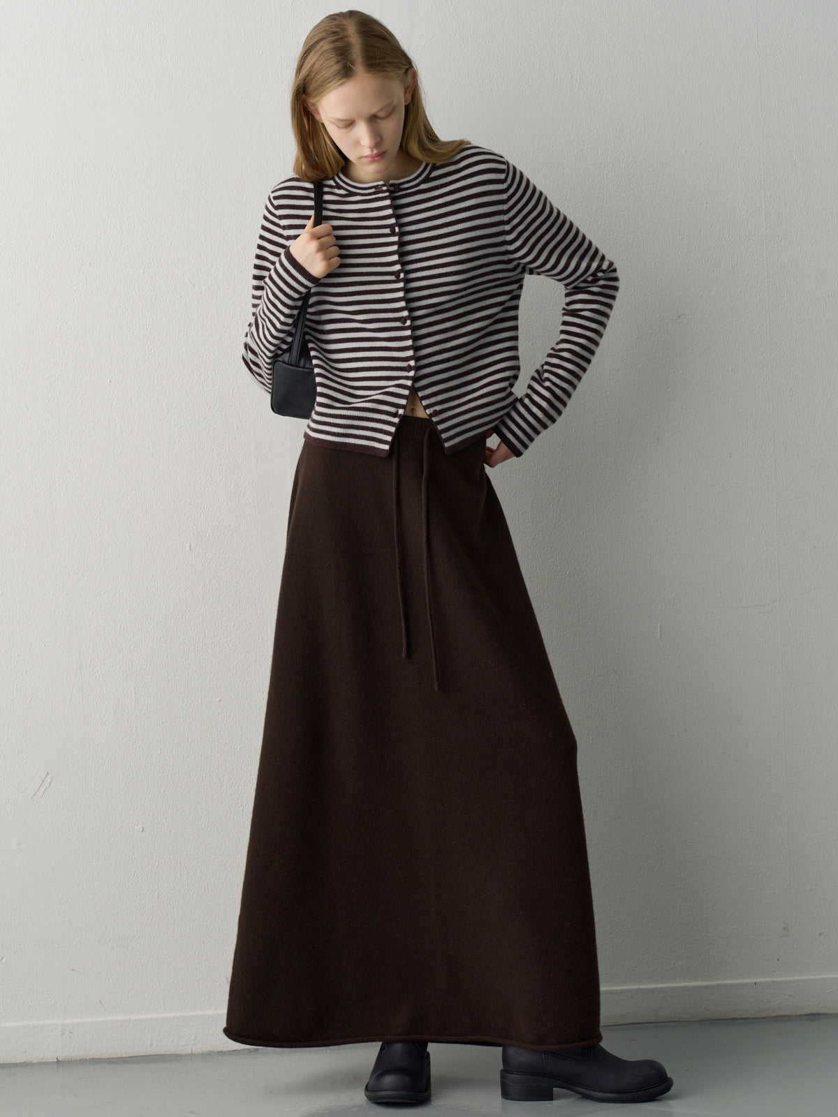 Cashmere Knit Maxi Skirt_dark brown