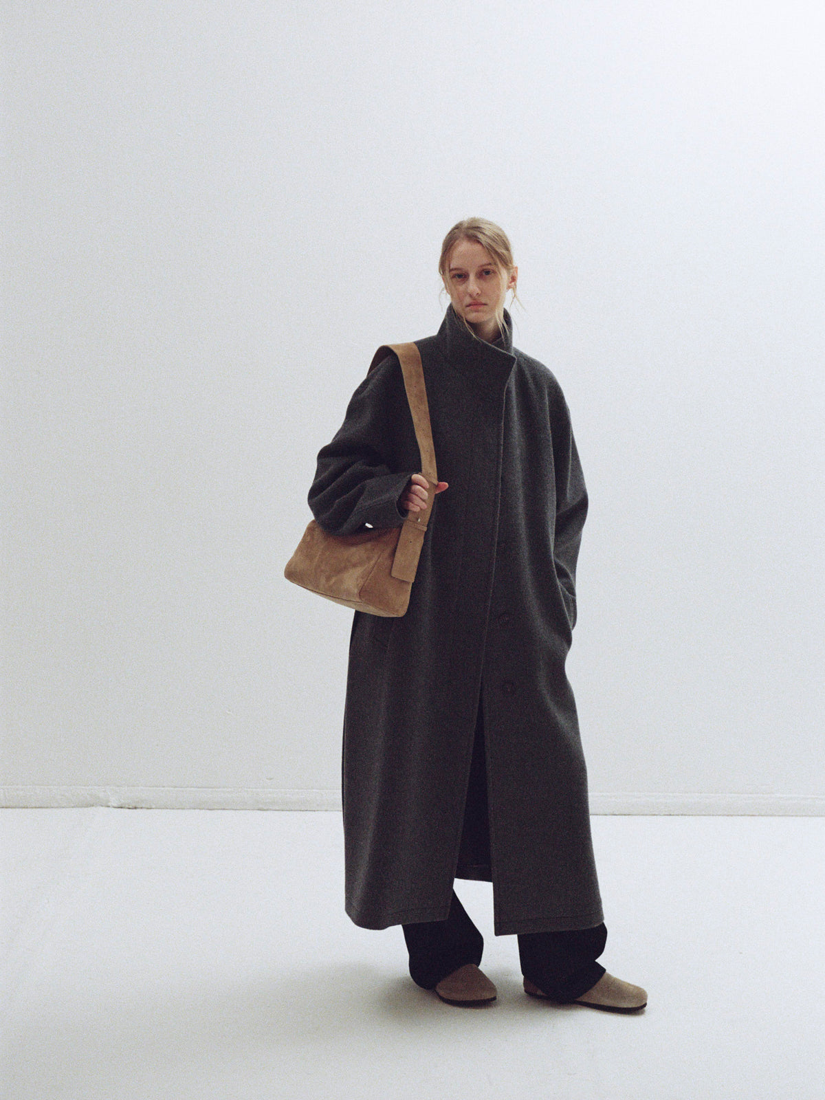Cashmere High-neck Coat_charcoal