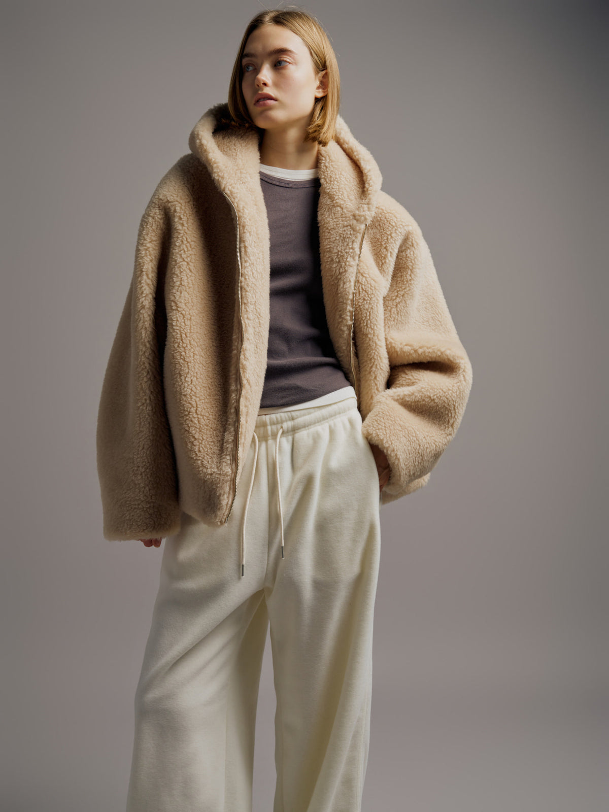 Wool Fleece Banding Pants_ivory