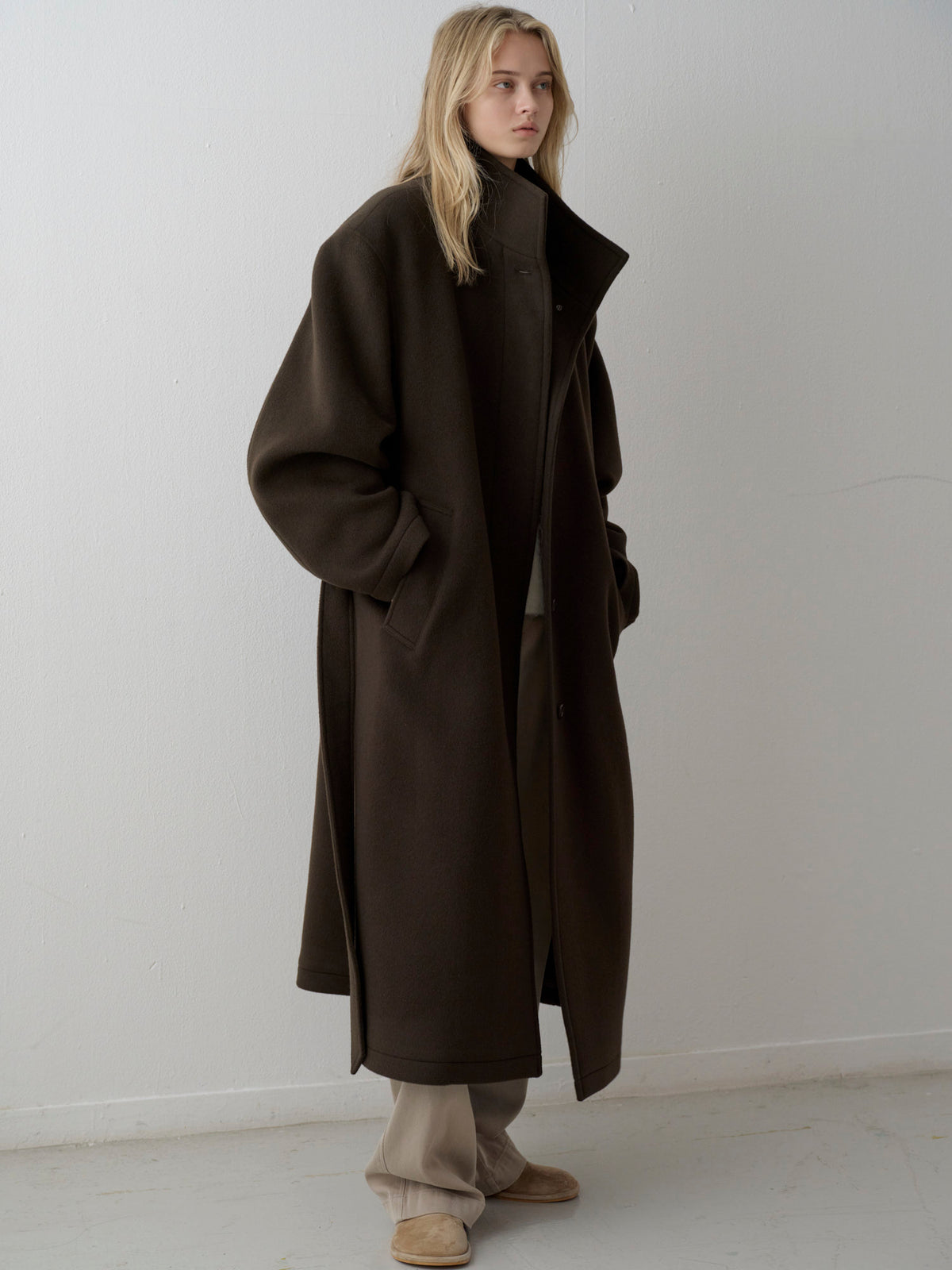 Cashmere High-neck Coat_dark brown