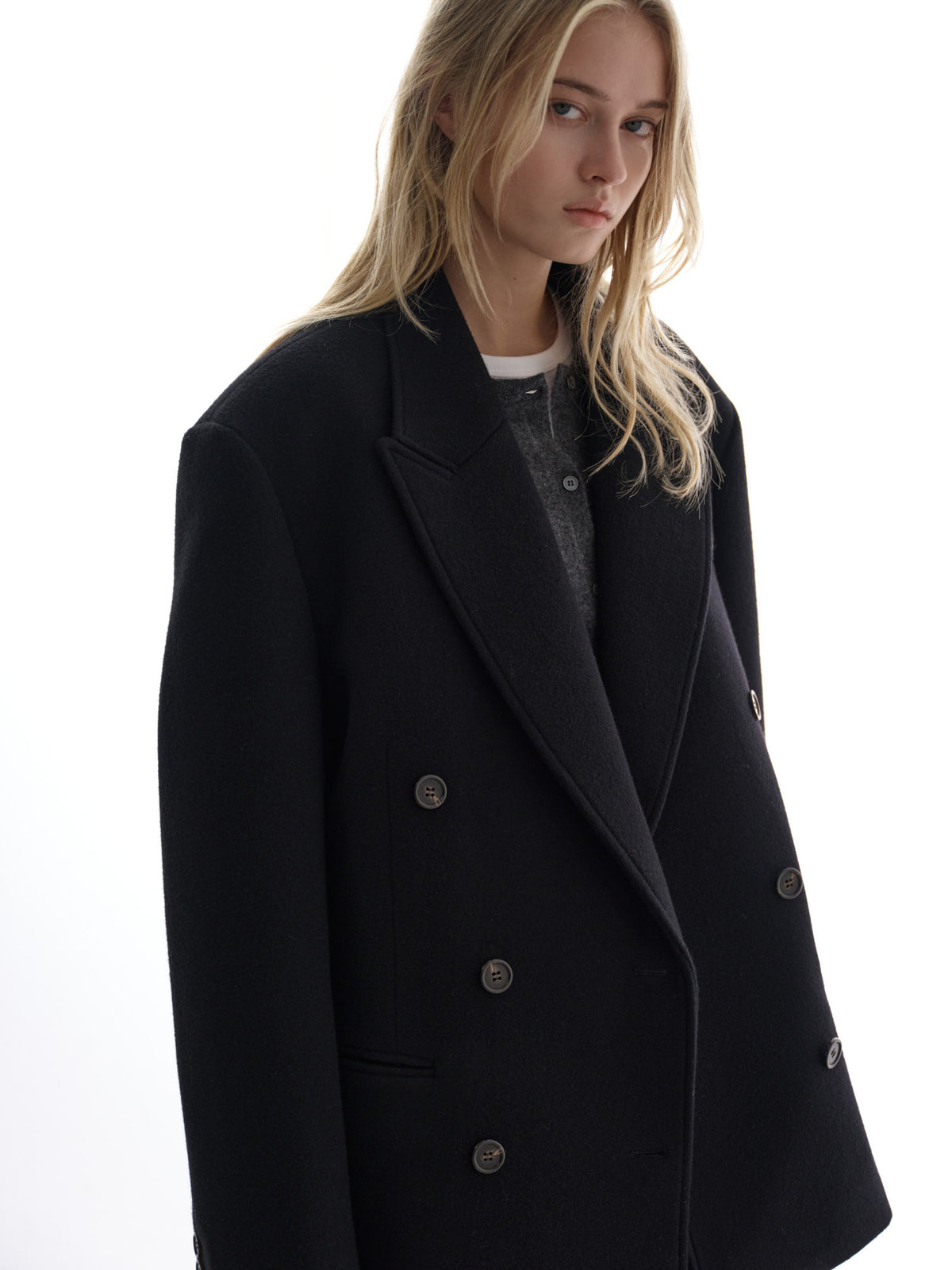 Cashmere Double Half Coat_black