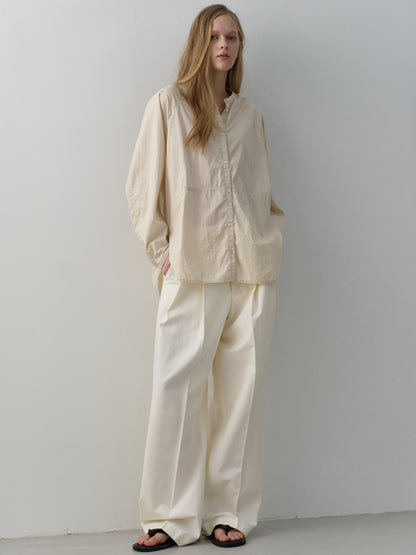 Cotton Two-Tuck Wide Pants_off white