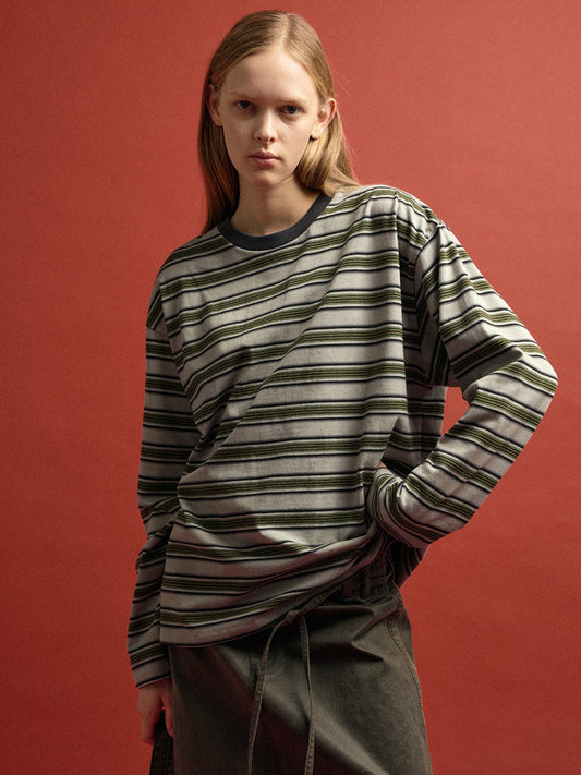Striped Long Sleeve T-shirt_8 colors