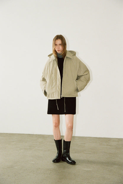 Minimal Hooded Padded Jacket_beige