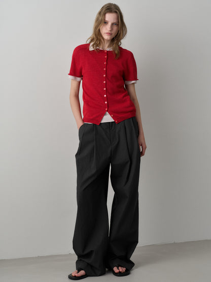 Vintage Cotton Two-Tuck Wide Pants_charcoal