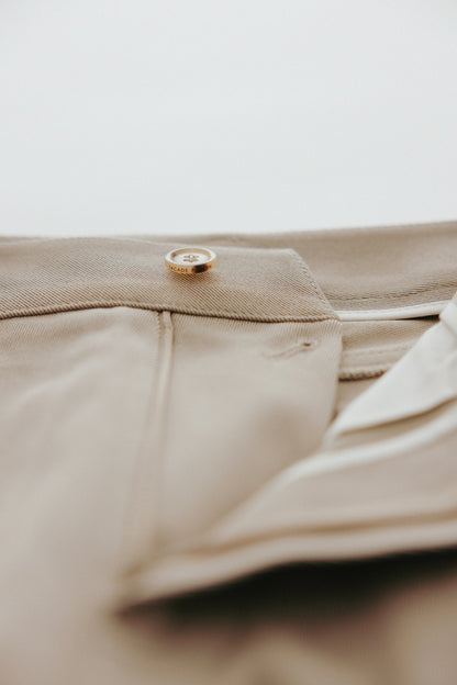 Curved Cotton Pants_olive beige