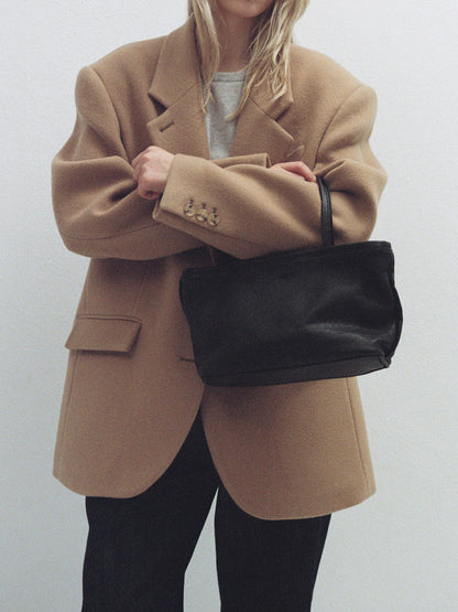 Breeze Washed Leather Tote Bag_Black