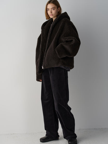 Lambswool hooded jumper_brown