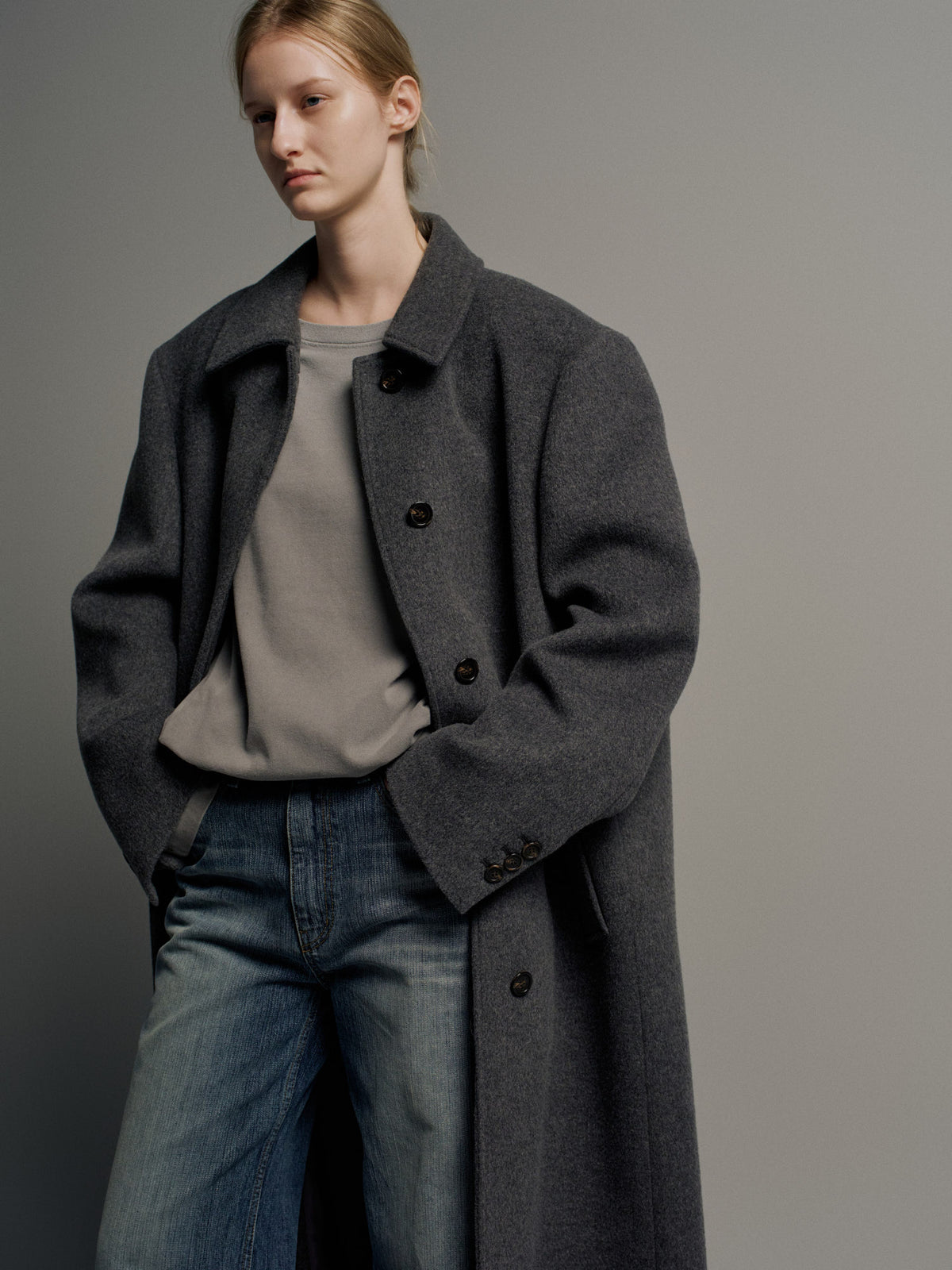 Cashmere Straight Mac Coat_charcoal