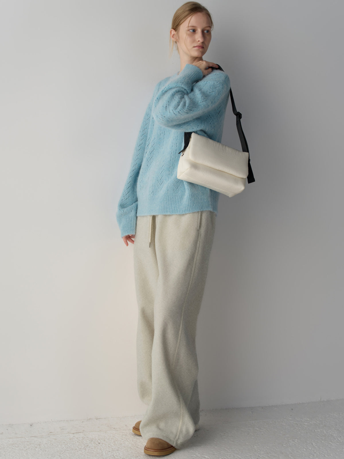 Wool Fleece Banding Pants_oatmeal
