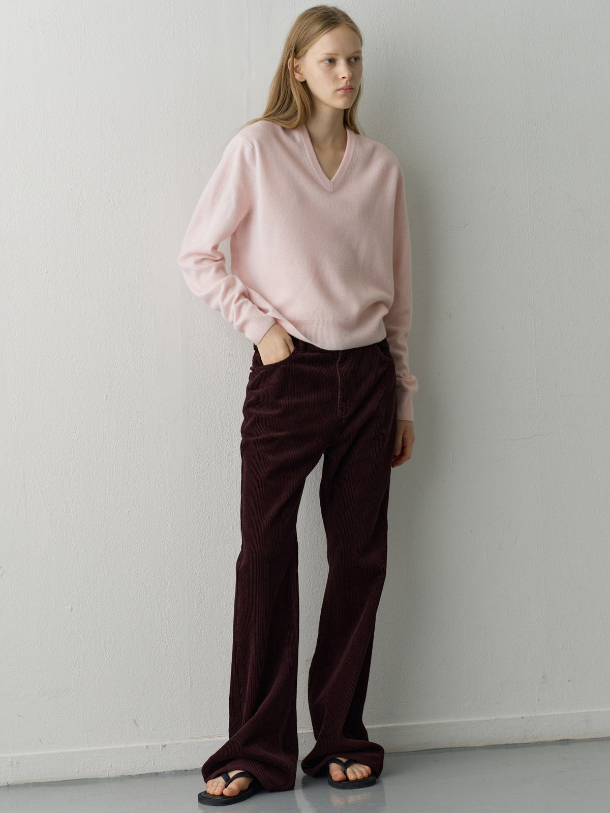 [12/1 Pre-order] Corduroy Bootcut Pants_burgundy