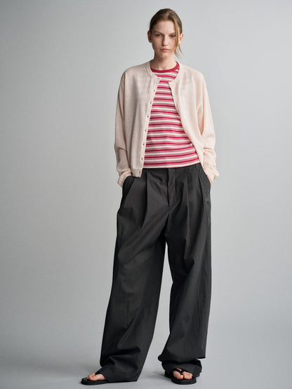 Vintage Cotton Two-Tuck Wide Pants_charcoal