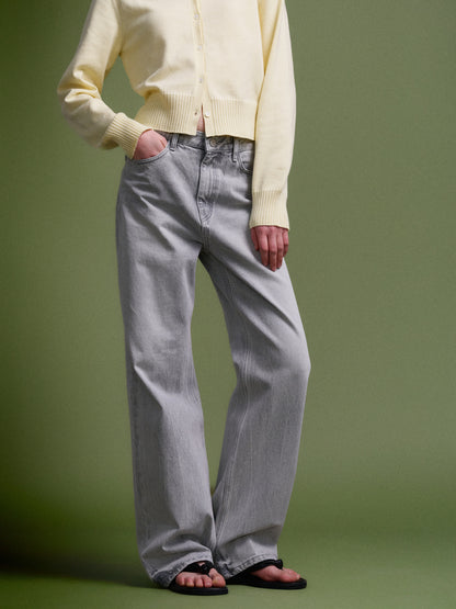 High-Waist Straight Jeans_light grey