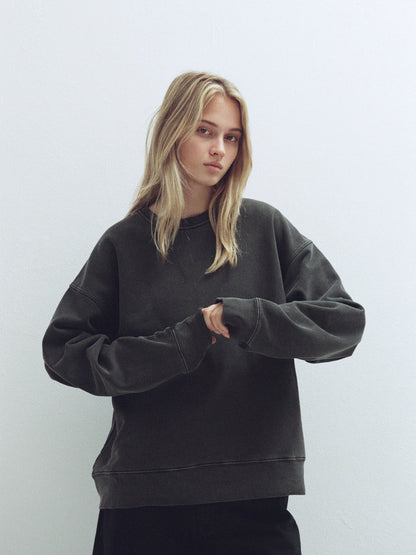 Oversized Fit Pigment Sweatshirt_charcoal