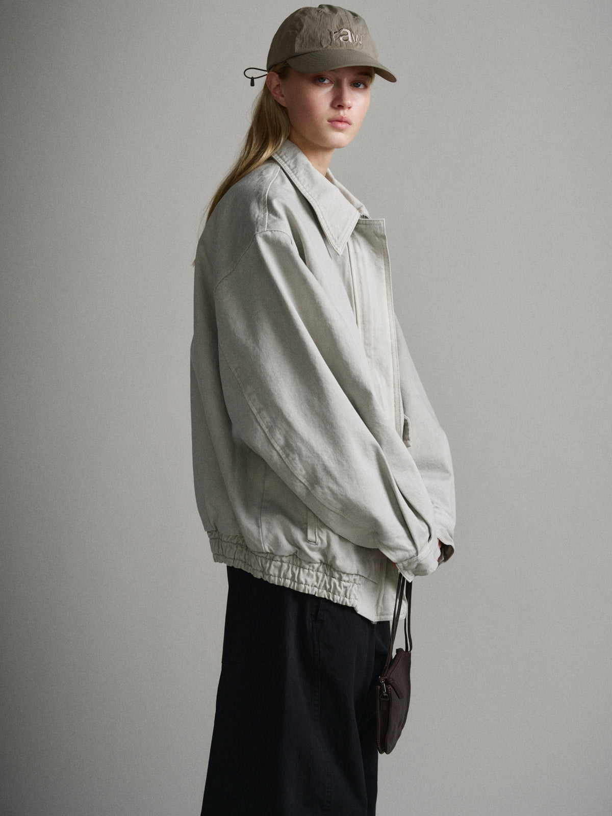 Oversized Fit Utility Cotton Blouson_sand grey