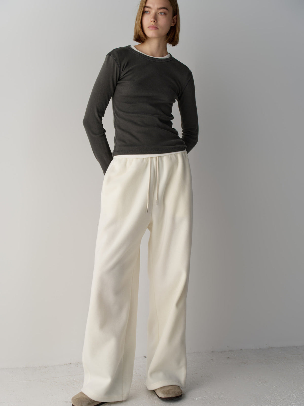 Wool Fleece Banding Pants_ivory