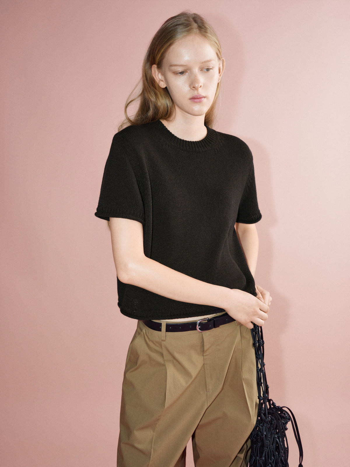 Vintage Cotton Wide Bermuda Pants_almond beige