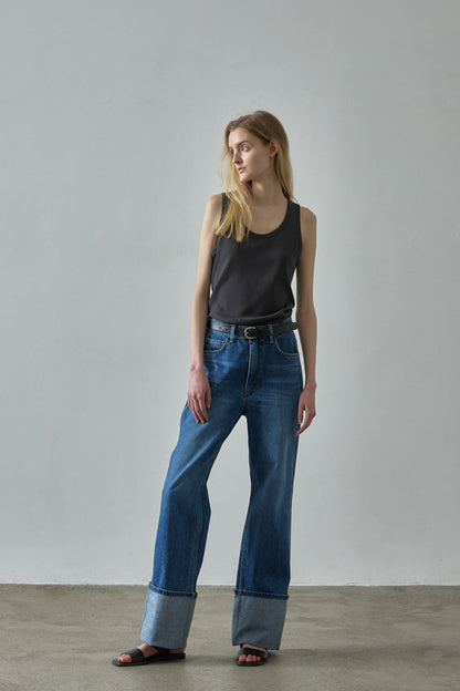 U-neck cotton sleeveless_5 colors