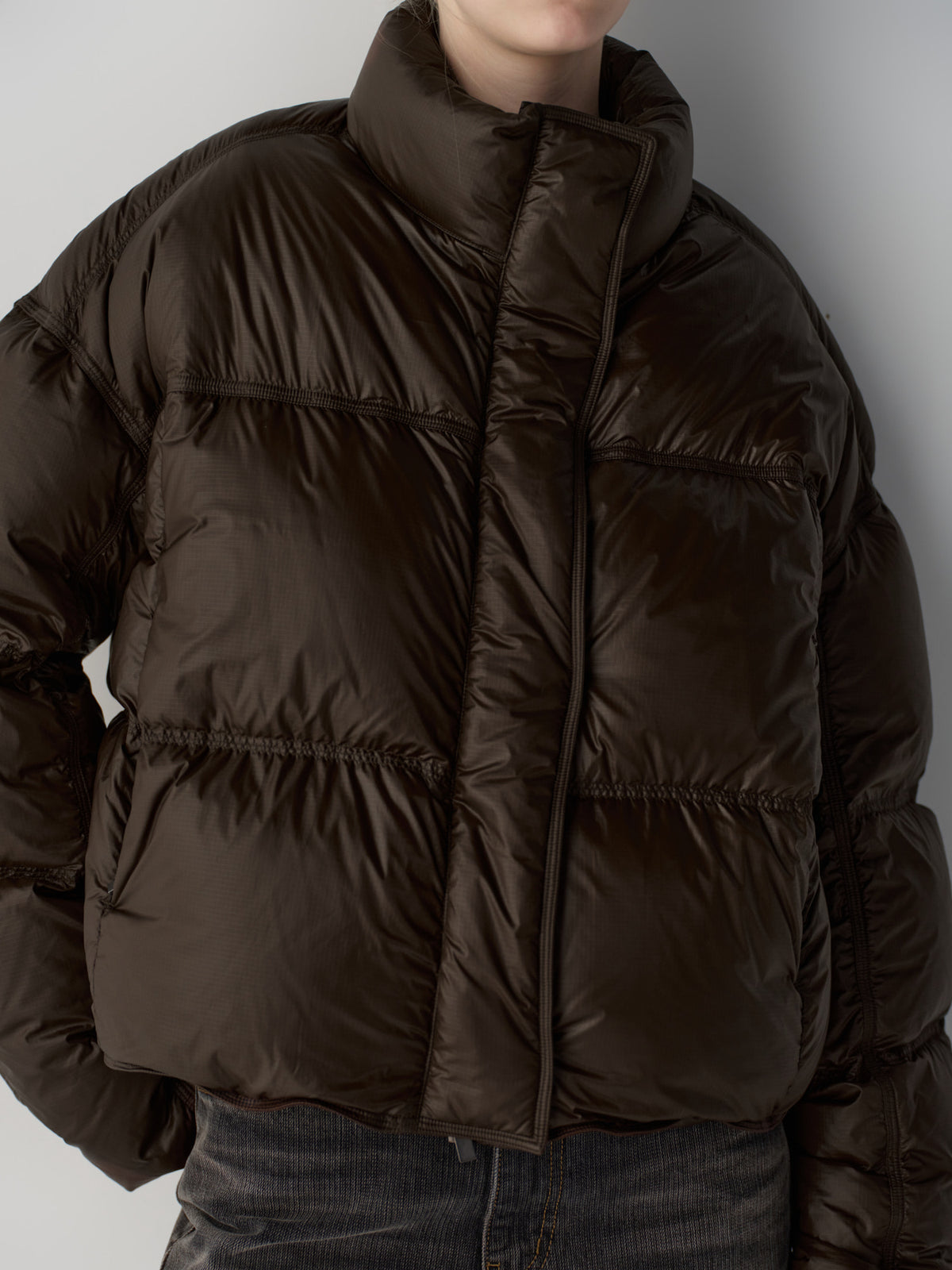Stitch Goose Down Crop Padding_brown