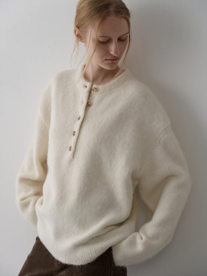 Alpaca Henley Neck Sweater_ivory