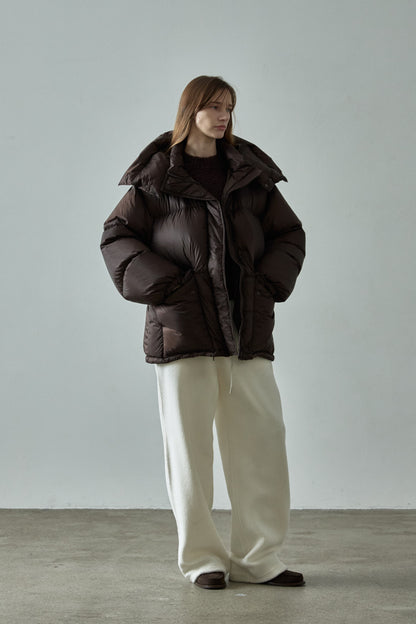 Goose Down Half Padded Coat_brown