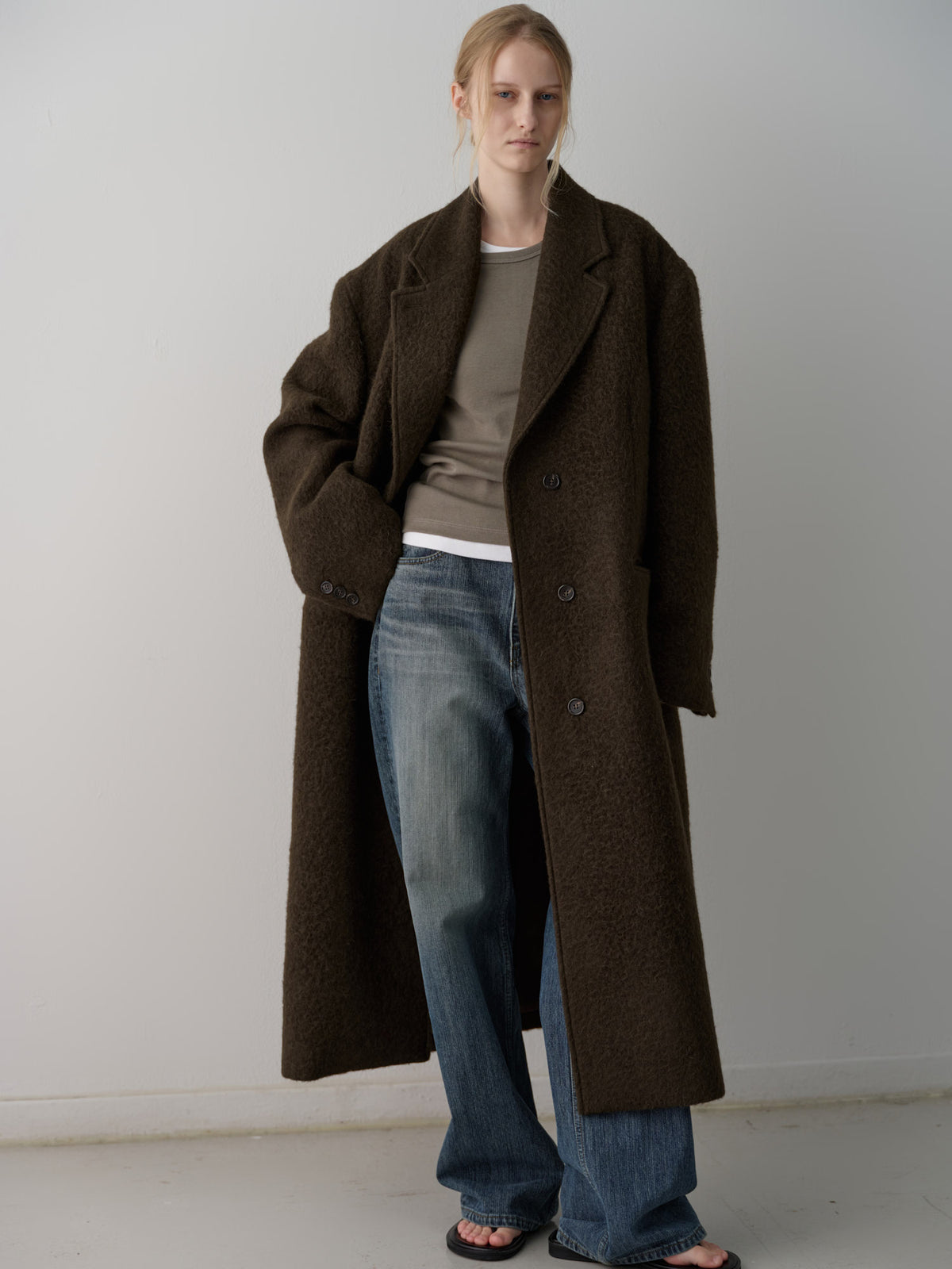 Lama Wool Single Coat_khaki