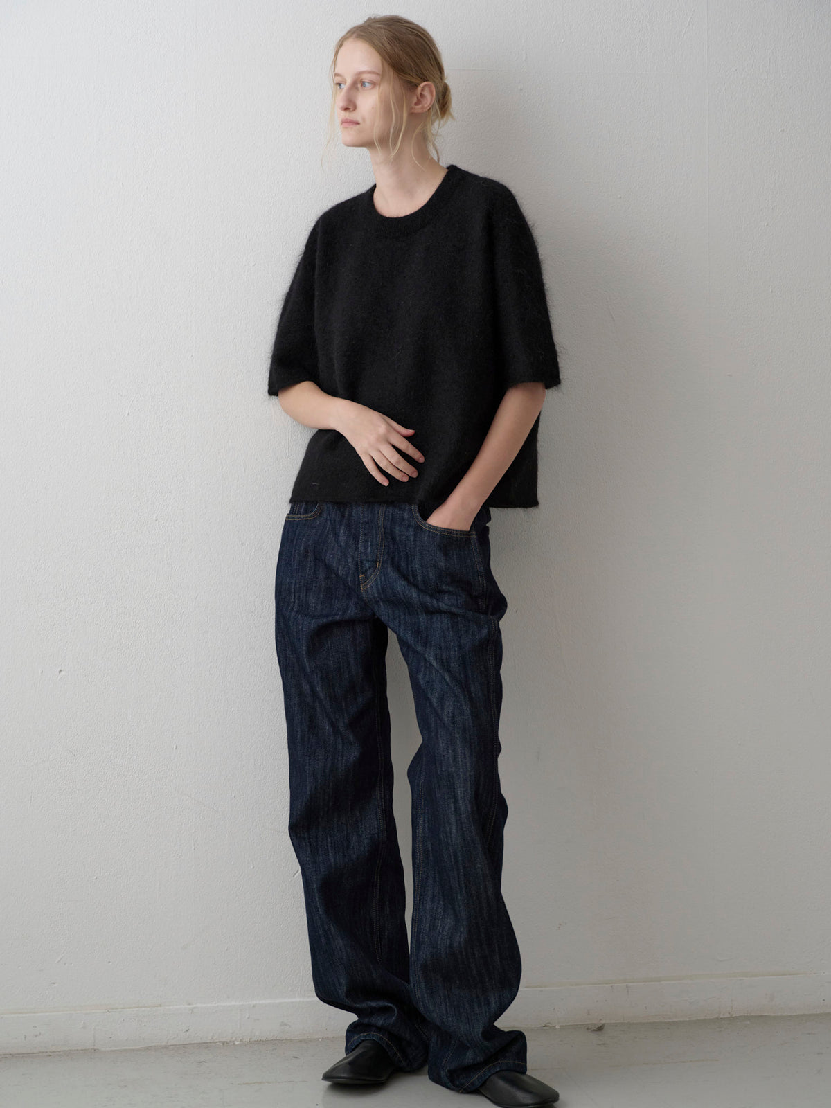 Mohair Half Sleeve Sweater_black