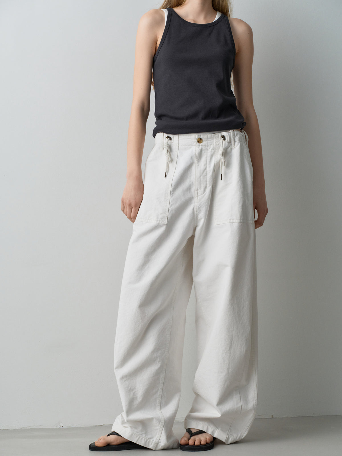 String Fatigue Pants_white