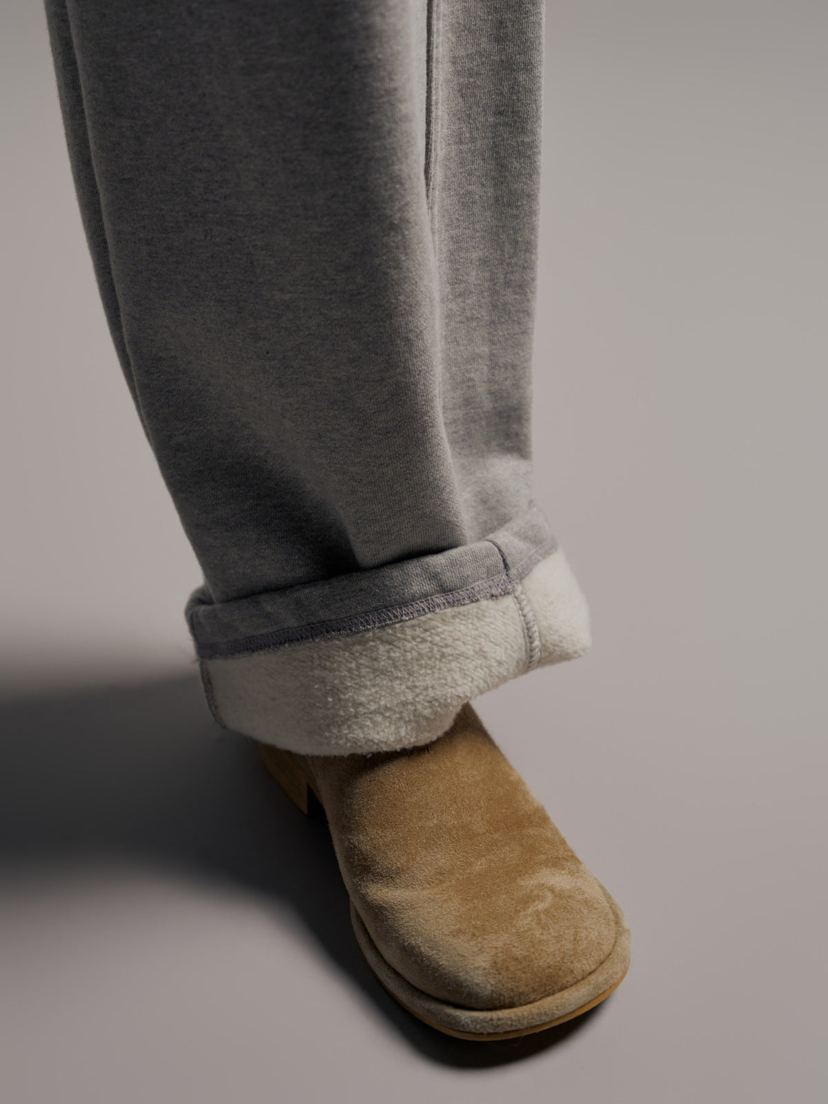Curved Warm Sweatpants_melange grey