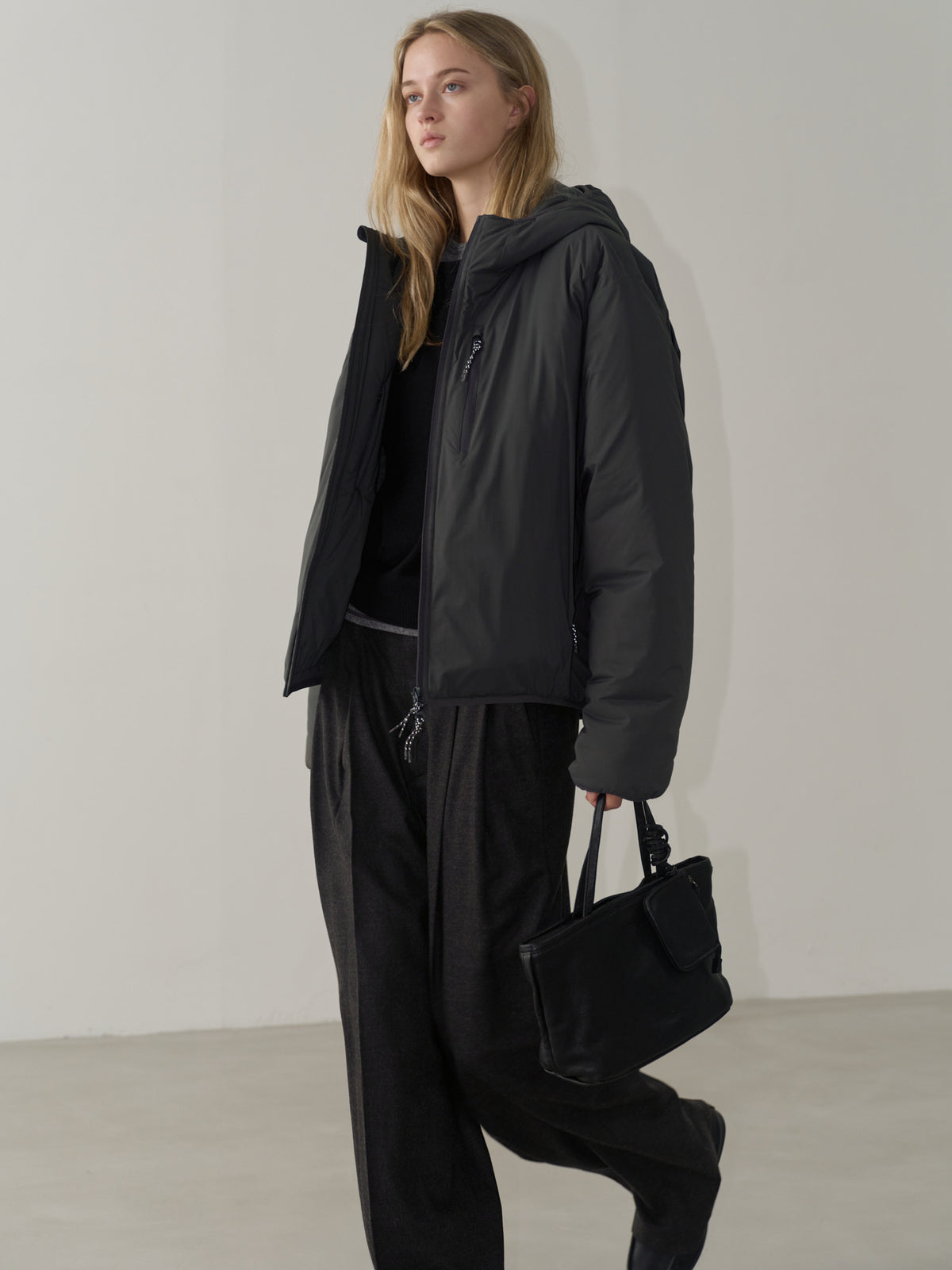 Padded Hooded Jumper_charcoal