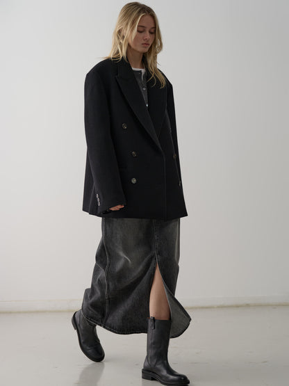Cashmere Double Half Coat_black