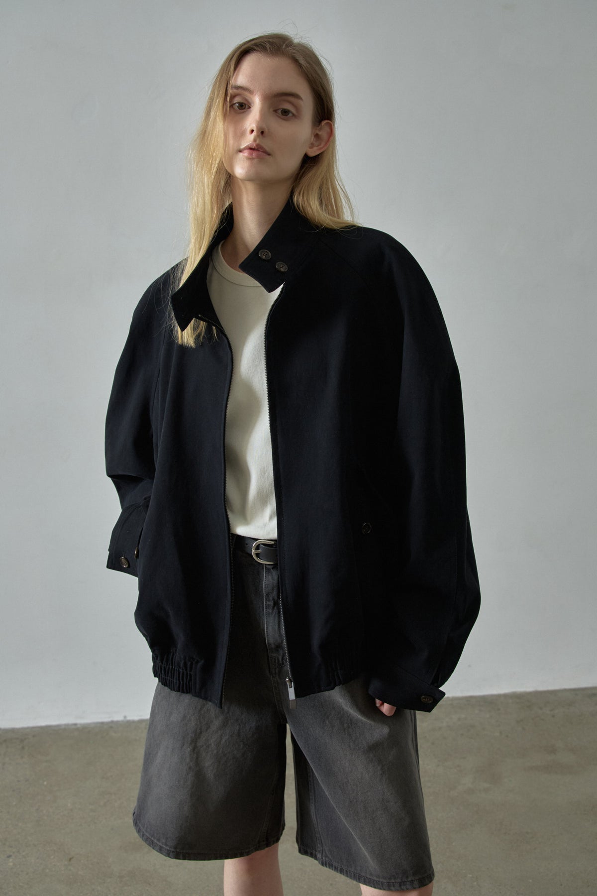 Oversized Fit Cotton Blouson_black