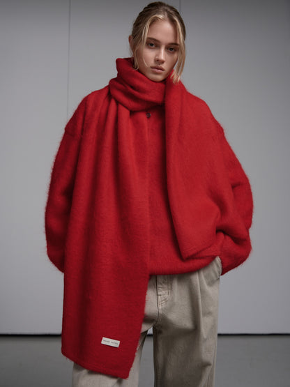 Alpaca Henley Neck Sweater_red