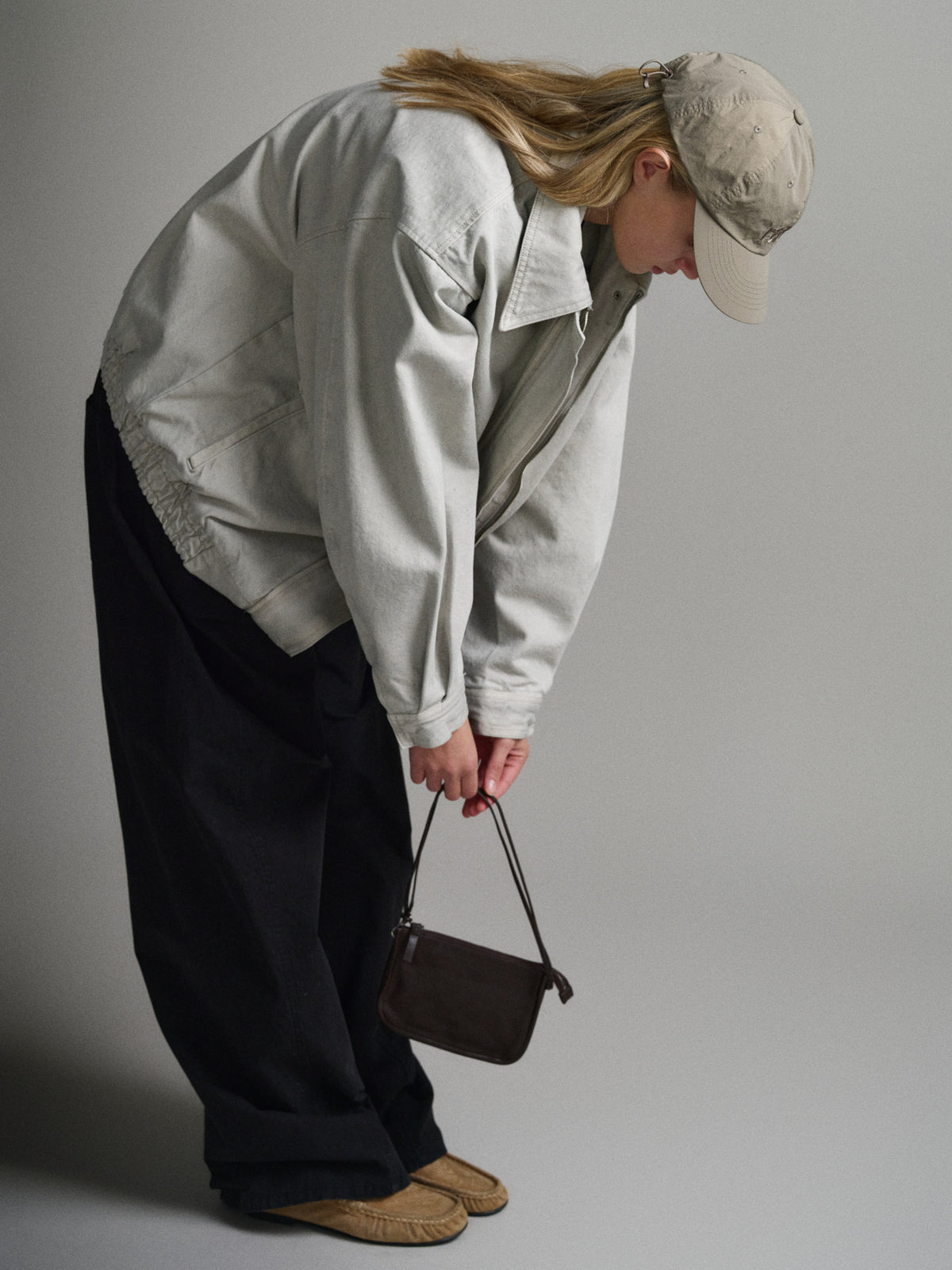 Oversized Fit Utility Cotton Blouson_sand grey
