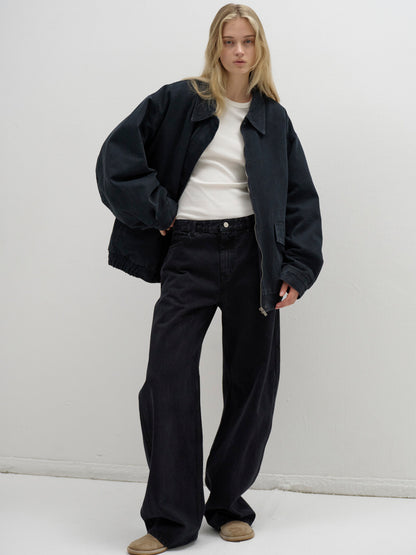 Overfit Vintage Cotton Blouson_Blue Charcoal
