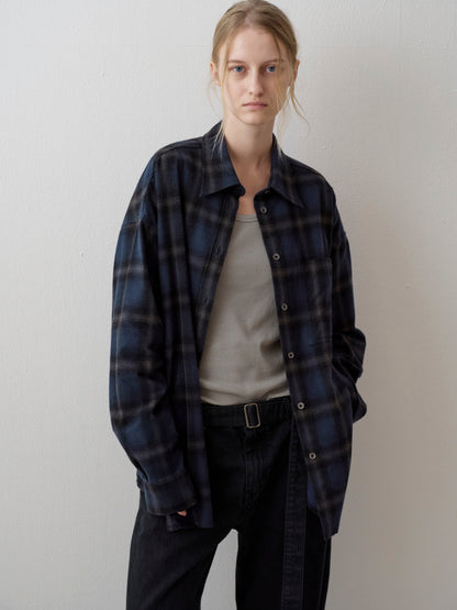 Boyfit Flannel Shirt_Navy